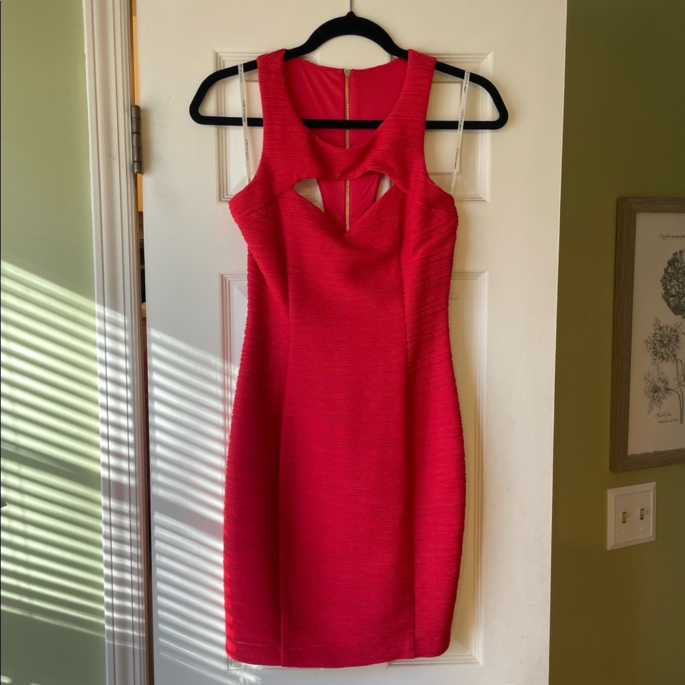 GUESS Seraphina Red Cutout Bodycon Dress